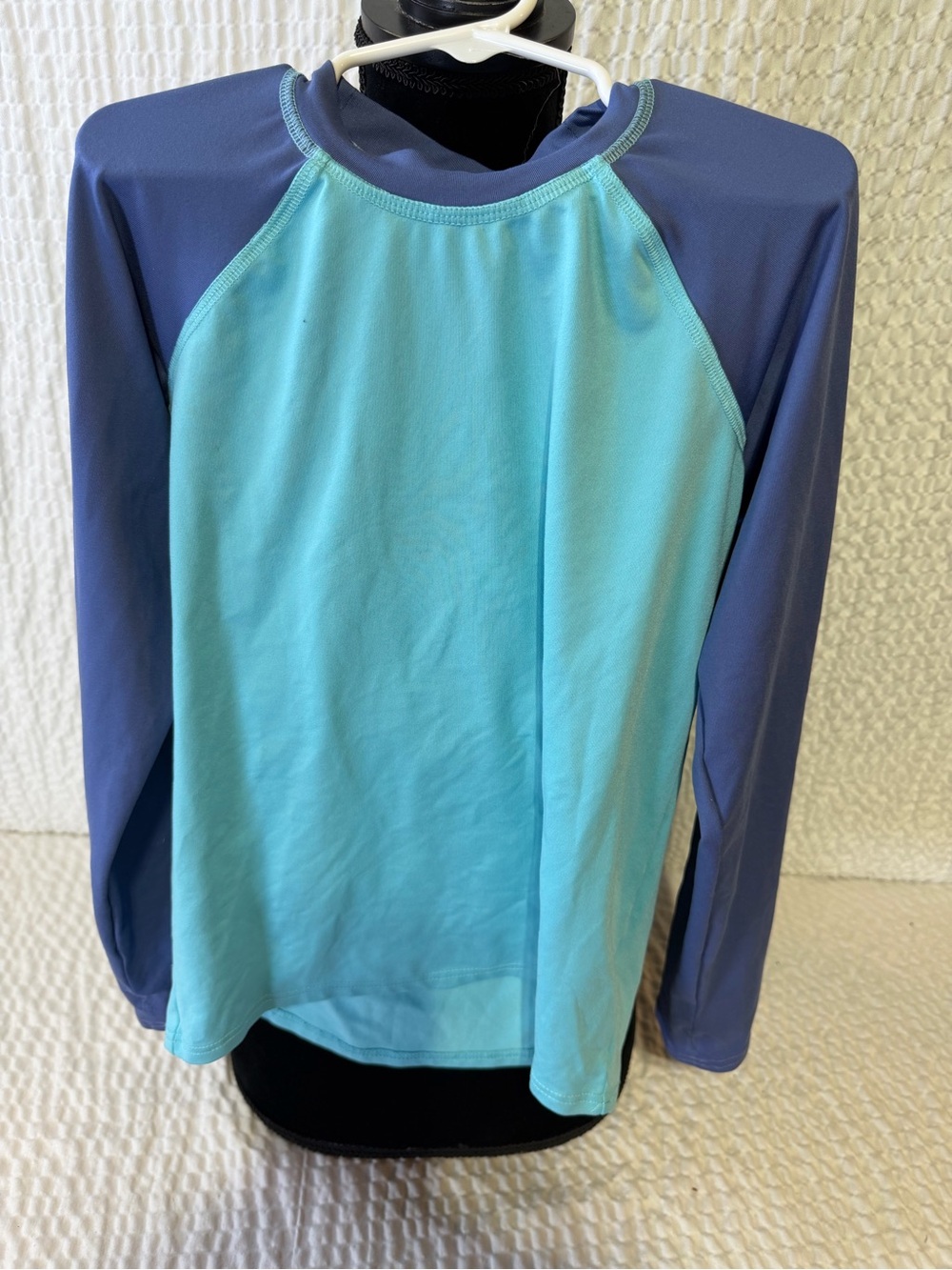 Columbia Kids Long Sleeve Rashguard - Aqua Front with Navy Sleeves
